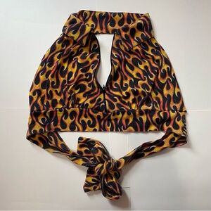 Vibrant Flame Print Halter Top